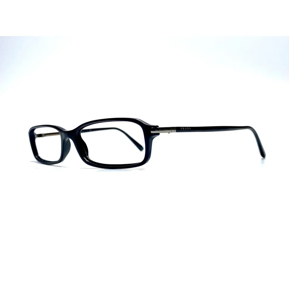 Prada Black Silver Rectangular Glasses Italy VPR17G 1AB 101 54 16 135